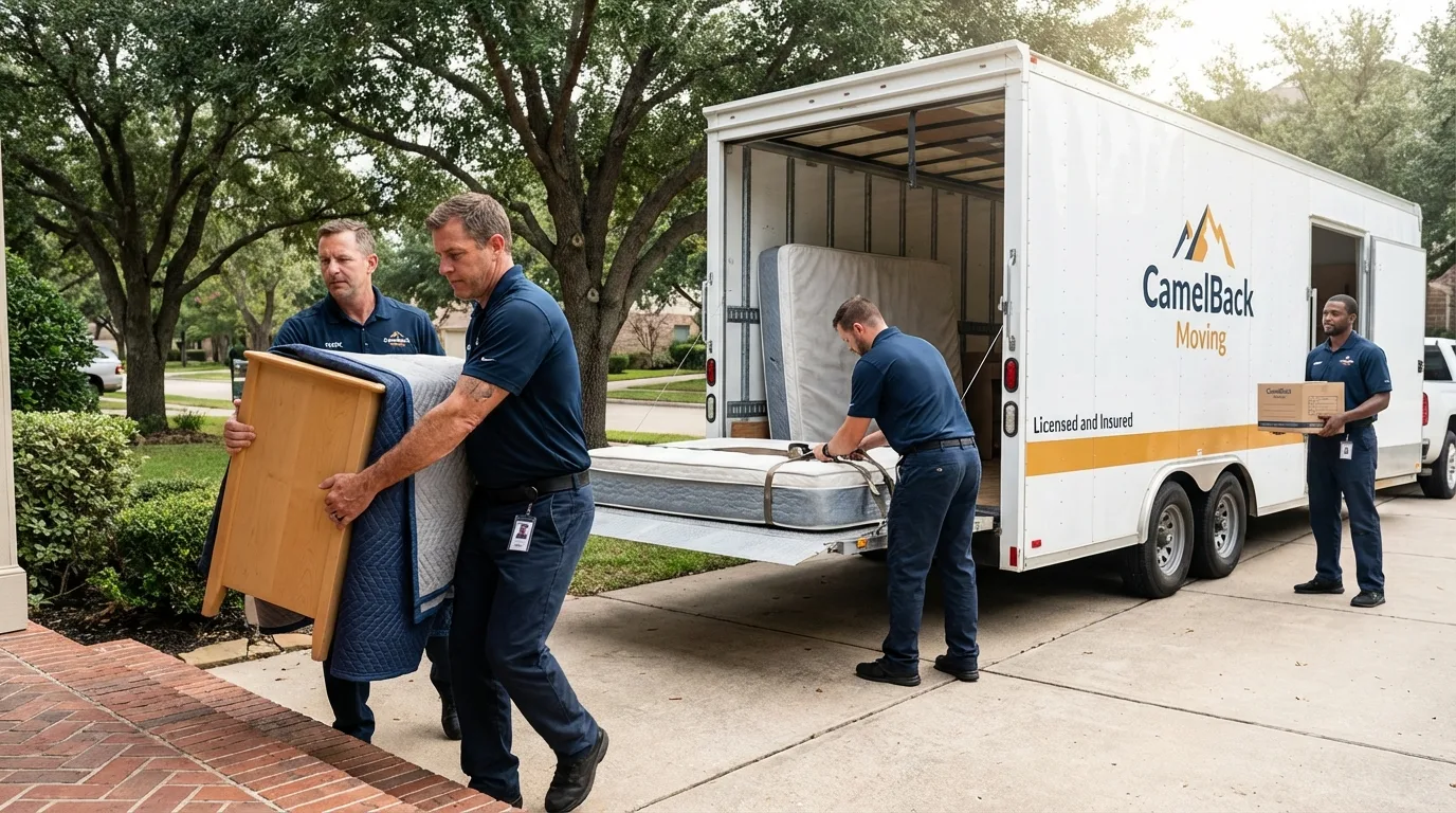 Crew loading residential truck for cross-state move from Forest Park, GA