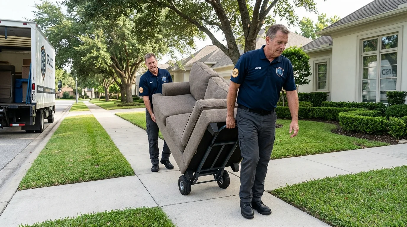 Local residential moving crew loading furniture in Forest Park, GA